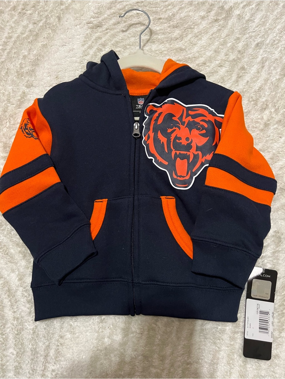 Team Apparel Chicago Bears Navy and Orange Kids Full-Zip Hoodie